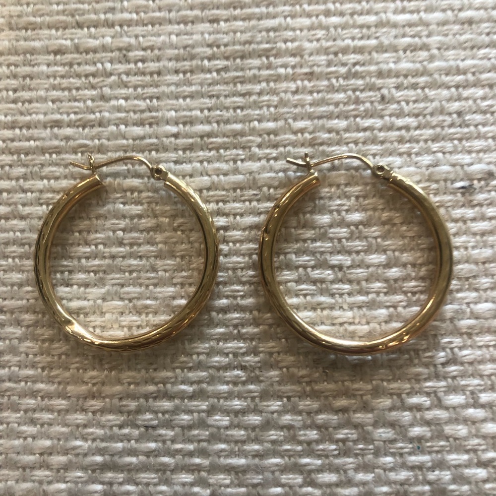 Beautiful 14k Hoops Hammered Finish